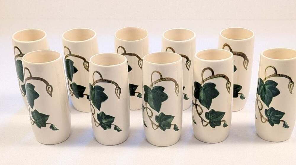 Vintage Metlox Poppytrail California Ivy Ceramic Tumblers, Set of 10